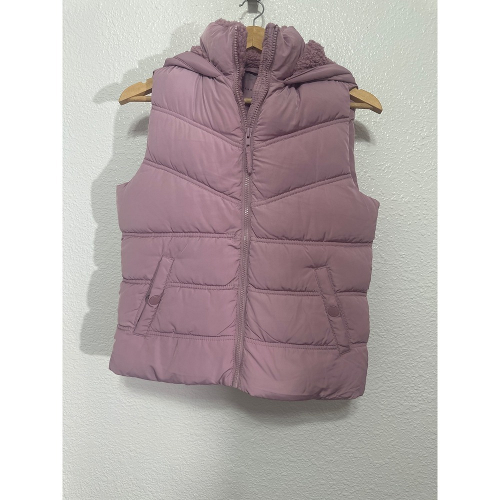 AEROPOSTALE Puffer Vest Hooded Sherpa Lined Lavender Women's Size S